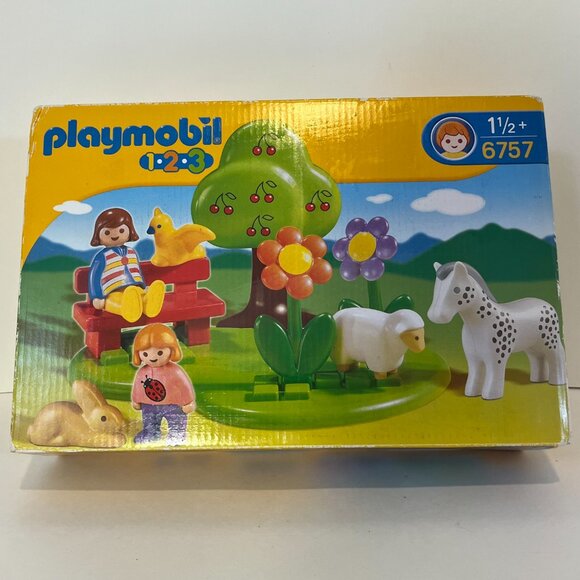Playmobil 123 Childrens Animal Play Meadow Park Play Set 6757 New Open Box - Picture 1 of 13